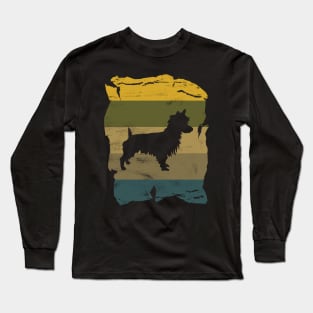 Australian Terrier Distressed Vintage Retro Silhouette Long Sleeve T-Shirt